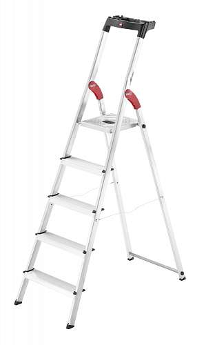 Hailo L60 5-stupňové hliníkové bezpečnostní schůdky s multifunkční miskou 8160-507